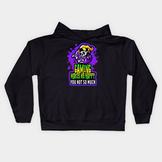 Gaming Makes Me Happy You Not So Much Purple Lime Kids Hoodie by Shawnsonart
